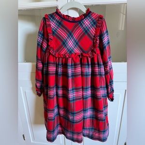 Mini Boden plaid holiday dress, size 6-7
